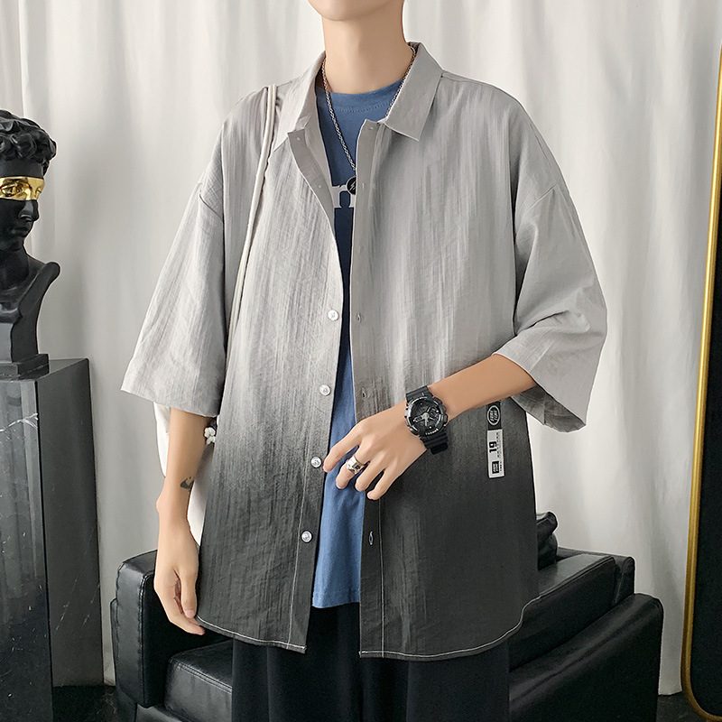 Kortermet Skjorte For Menn I Lin Trendy Casual