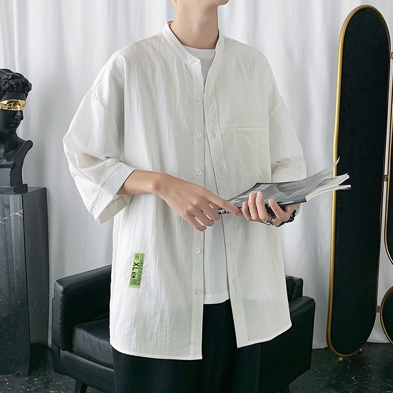 Kortermet Skjorte For Menn I Lin Trendy Casual