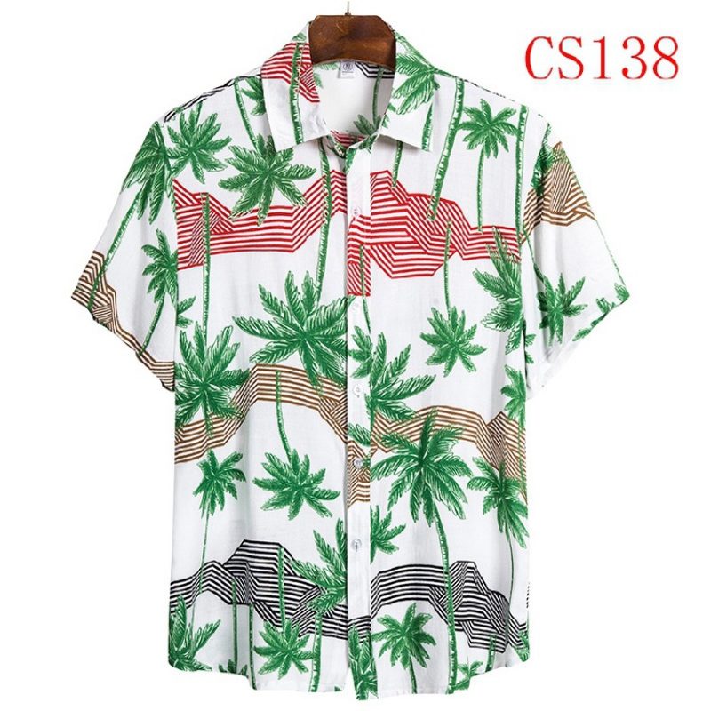 Kortermet Skjorte For Menn Lapel Beach Style Casual Floral