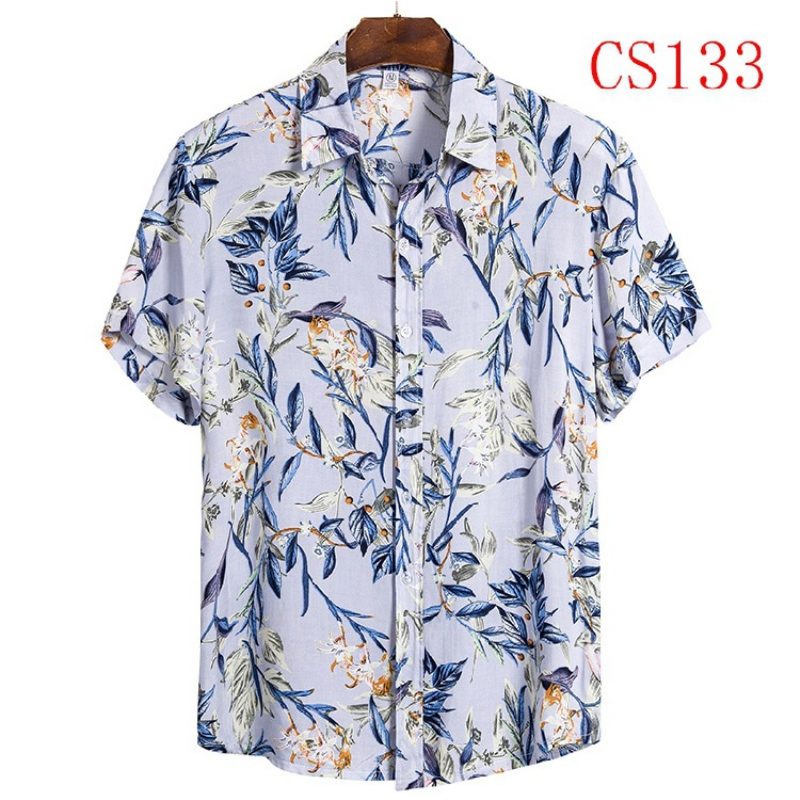 Kortermet Skjorte For Menn Lapel Beach Style Casual Floral