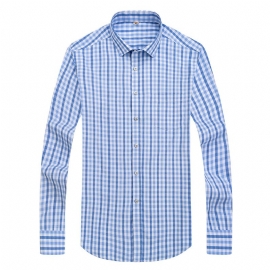 Langermede Skjorter For Menn Rutet Casual Cardigan