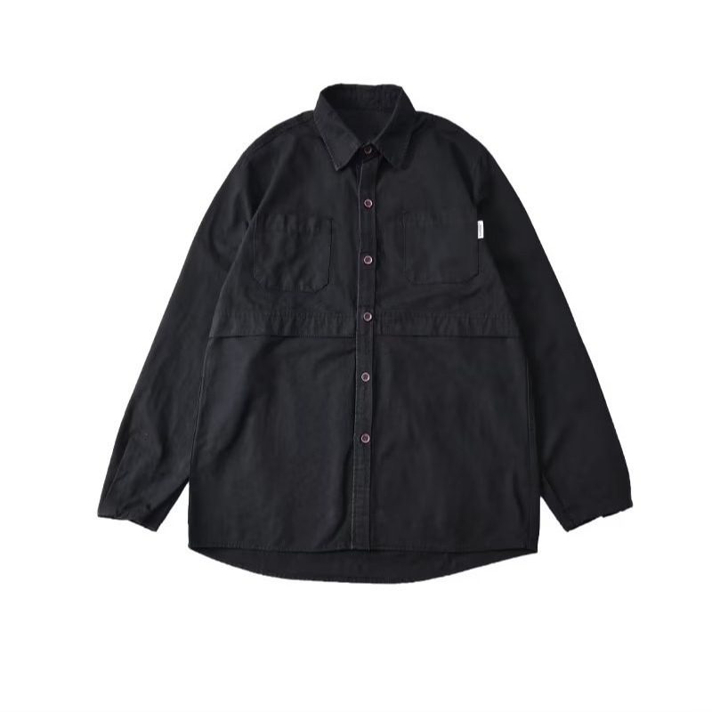 Langermet Arbeidsskjorte Herre Trendy Løs Retro Casual