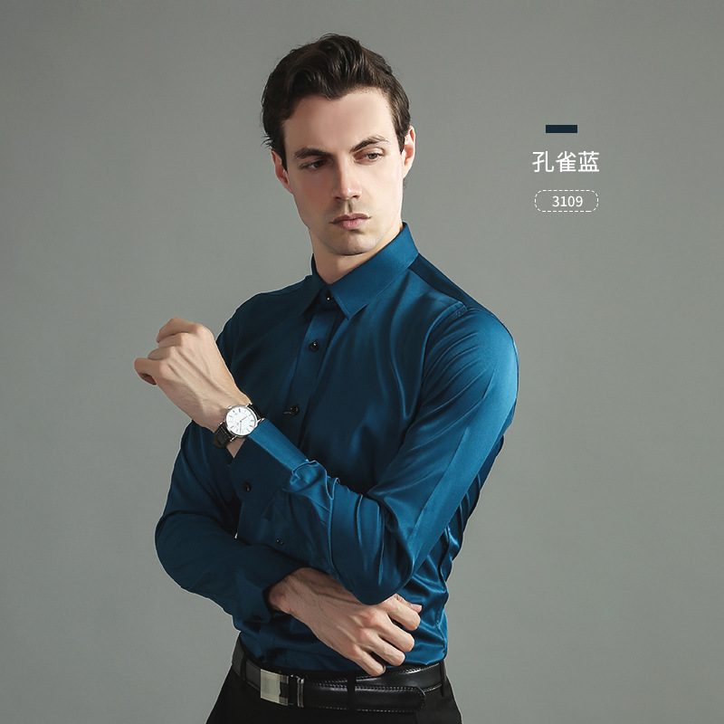Langermet Skjorte For Menn Burgunder Casual Blue