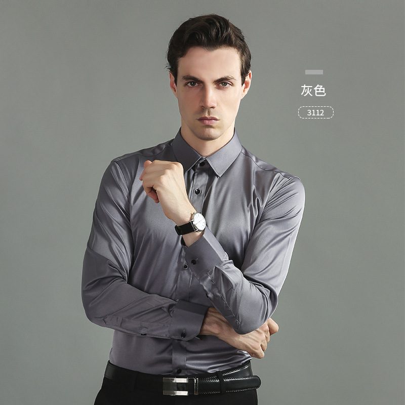 Langermet Skjorte For Menn Burgunder Casual Blue