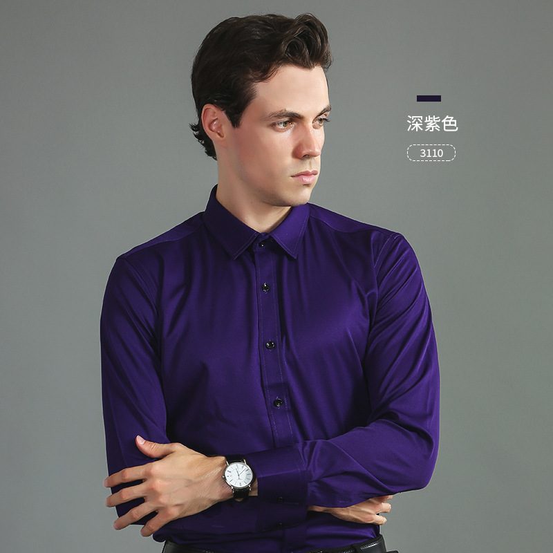 Langermet Skjorte For Menn Burgunder Casual Blue