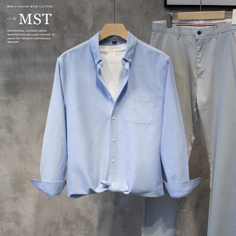 Langermet Skjorte For Menn Casual Trend Mørkeblå