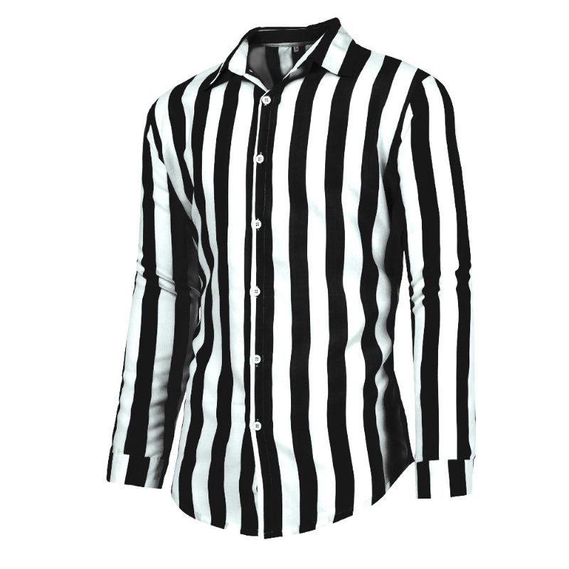 Langermet Stripete Skjorte For Menn Casual Trend
