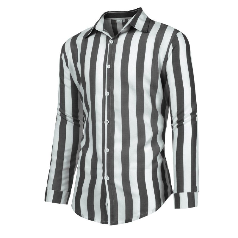 Langermet Stripete Skjorte For Menn Casual Trend