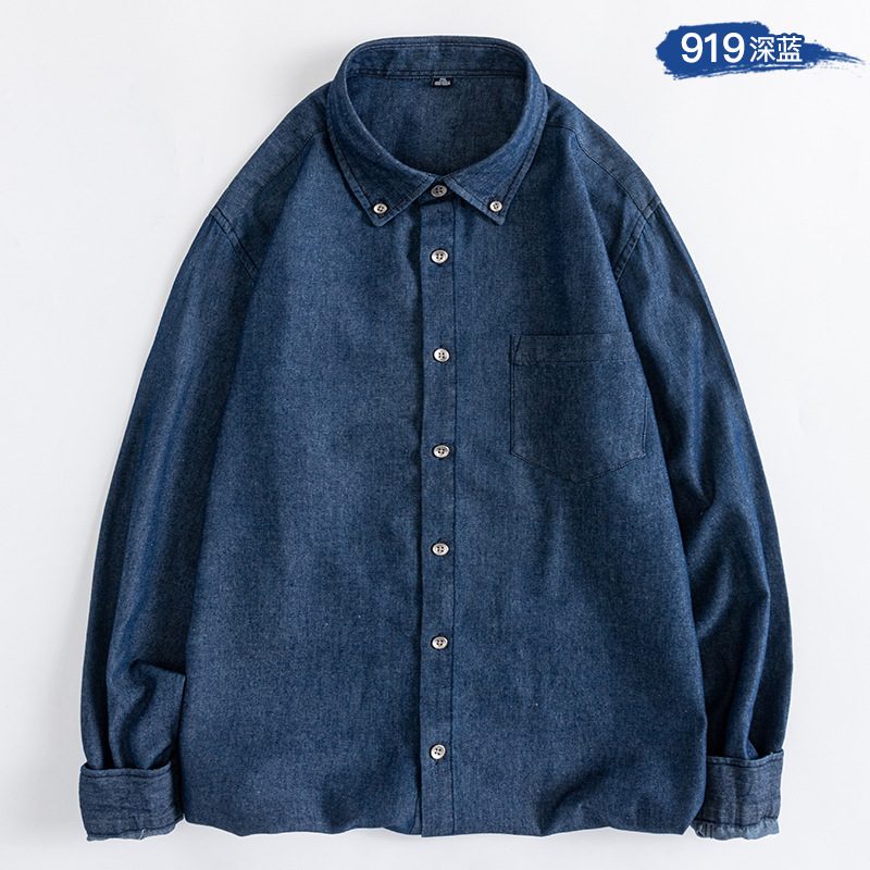 Menns Bomull Denim Langermet Skjorte Mote Jakke Trend