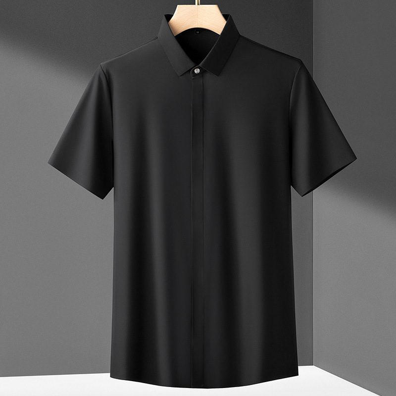 Menns Kortermet Skjorte Formell Slitasje Trendy Slank Sommer Solid Farge