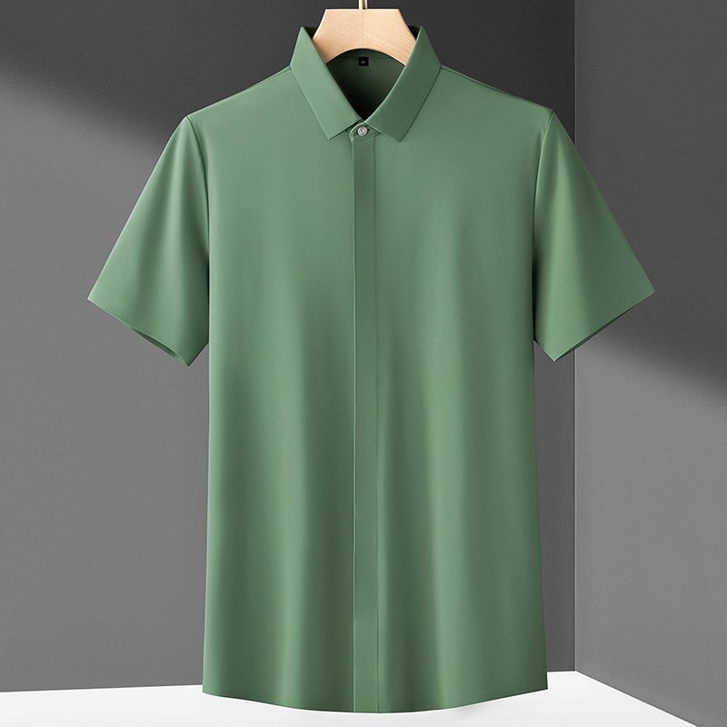 Menns Kortermet Skjorte Formell Slitasje Trendy Slank Sommer Solid Farge