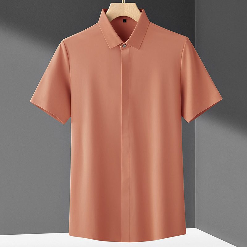 Menns Kortermet Skjorte Formell Slitasje Trendy Slank Sommer Solid Farge