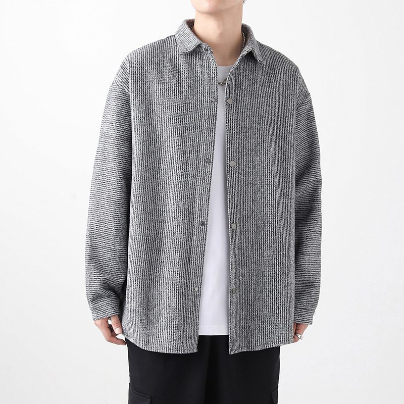 Skjorte Herre Våren Nye Trend Ensfarget Casual Jakkeslaget Jakke