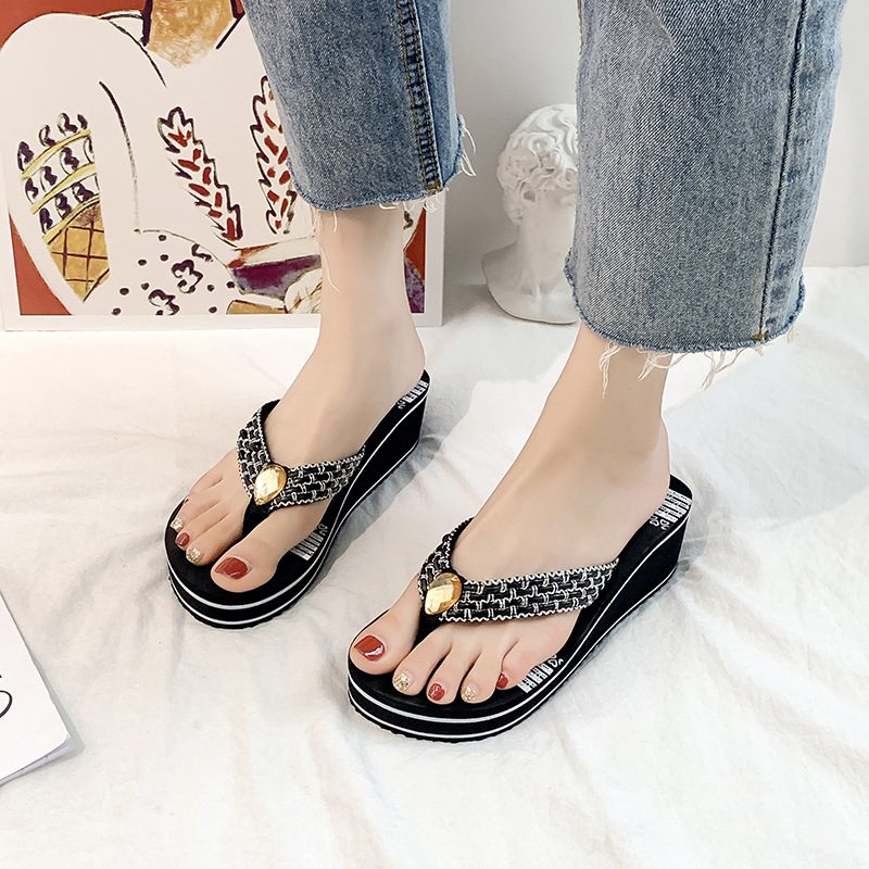 Flip-flops Dame Sommer Tidevann Mote Klyp Gummi Strandsko Sklisikker Tykksåle Sandaler Tøfler Sko