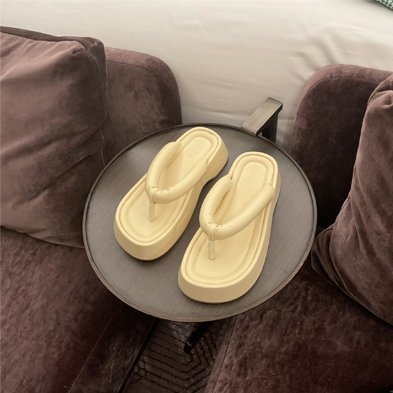 Muffin Sandaler Med Tykke Såler Kvinner Sommer 2024 Nye Trendy Flip-flop Tøfler Sko