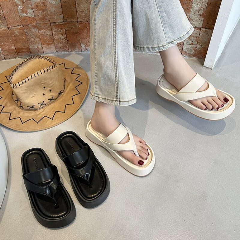 Tøfler For Damer 2024 Sommer Nye Cross Belte Flip Flops Mote Tykk Bunn Sandaler Strandsandaler