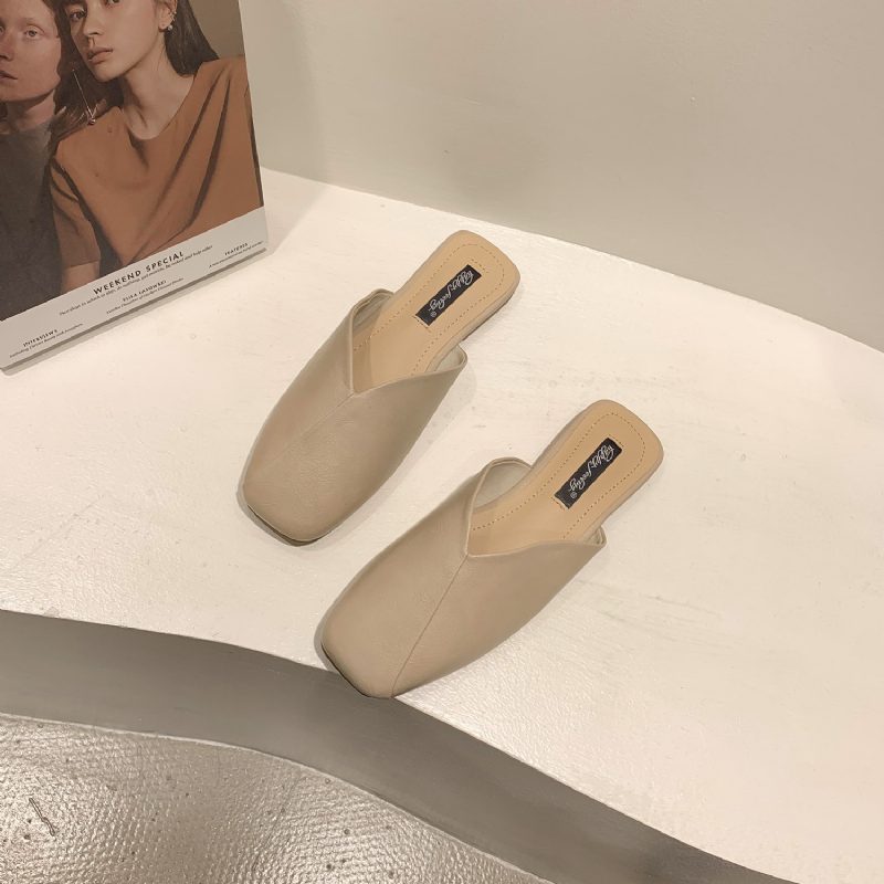 Baotou Tøfler Kvinners Nye Sommer Shopping Sandaler Sko Flate Muldyr