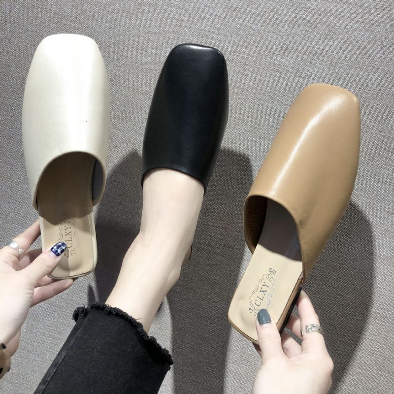 Romsandaler Tøfler Sko Vår Og Høst Bestemor Baotou Retro Muller Sko Flat Slip-on Sko