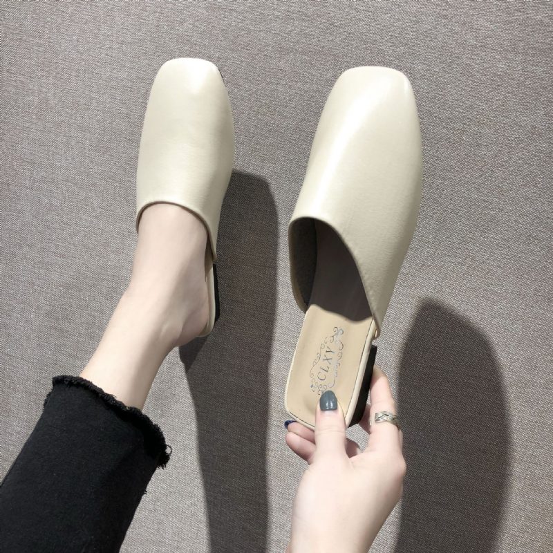 Romsandaler Tøfler Sko Vår Og Høst Bestemor Baotou Retro Muller Sko Flat Slip-on Sko