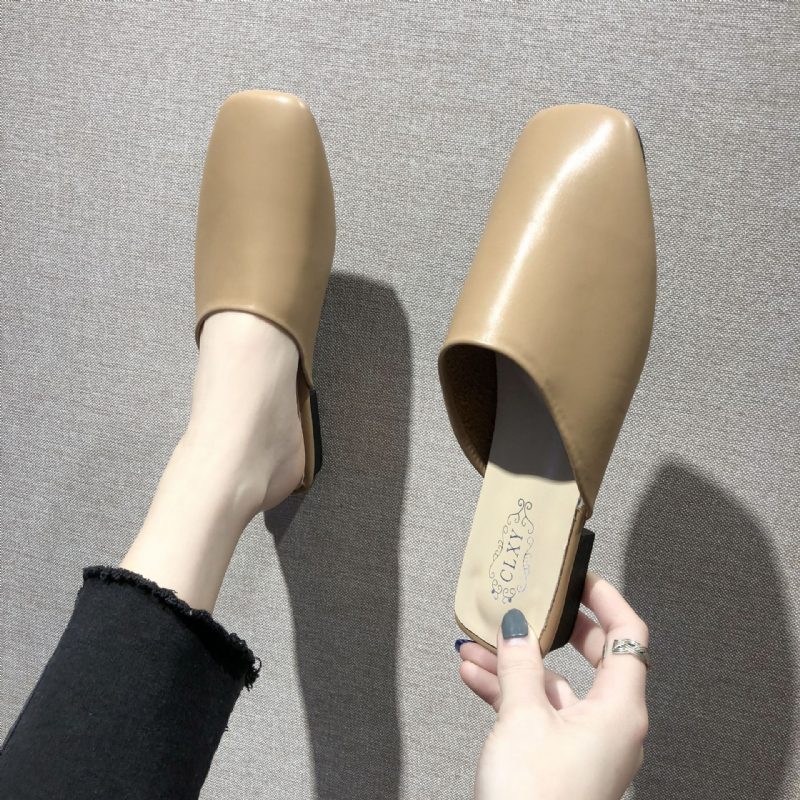 Romsandaler Tøfler Sko Vår Og Høst Bestemor Baotou Retro Muller Sko Flat Slip-on Sko