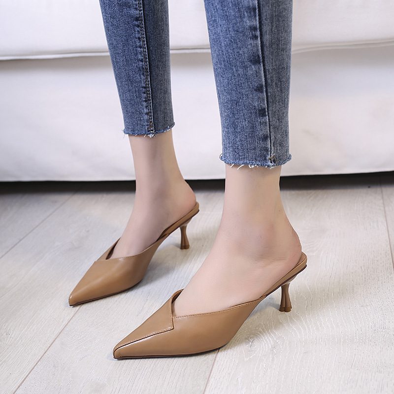 Sko Med Spiss Tå Kvinner Sommer 2024 Ny Mote Stiletto Sandaler Tøfler Høy Hæl Muller