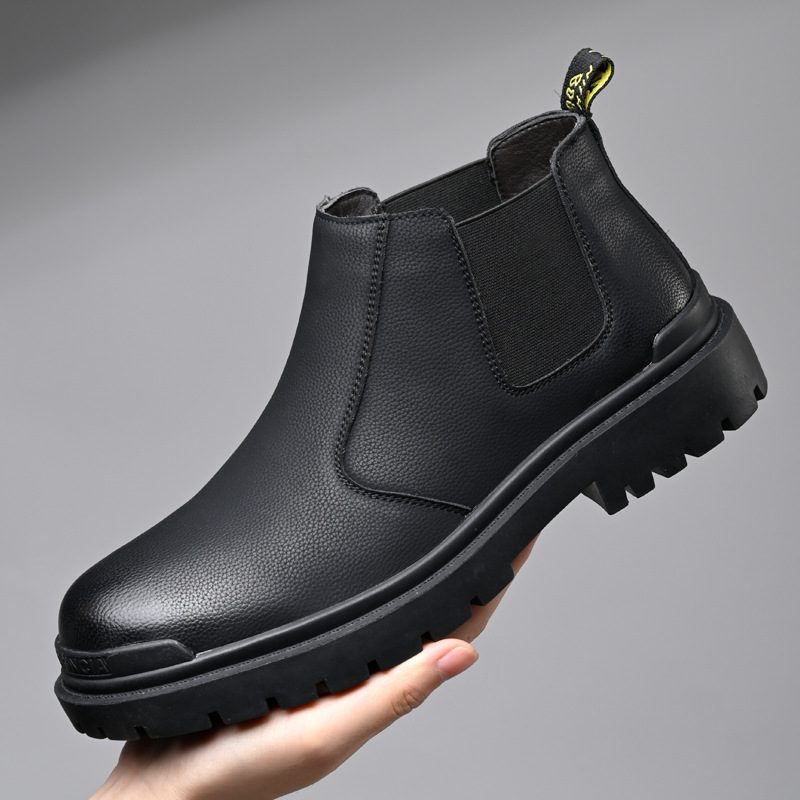 Chelsea Boots Høst Korte Støvler Trendy Menn Svart Mid-top Martin
