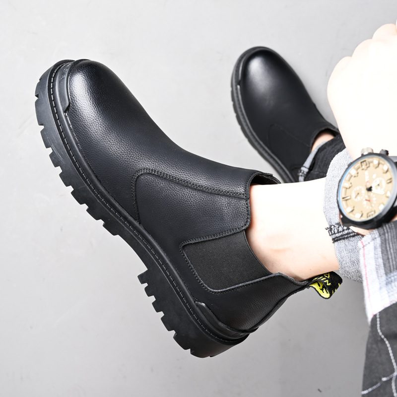 Chelsea Boots Høst Korte Støvler Trendy Menn Svart Mid-top Martin