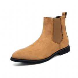 Høst Og Vinter Rene Farger Chelsea Menns Støvletter Mote Stor Størrelse Semsket Skinn Ankelstøvletter Over-the-foot Business Casual Skinnstøvler For Menn