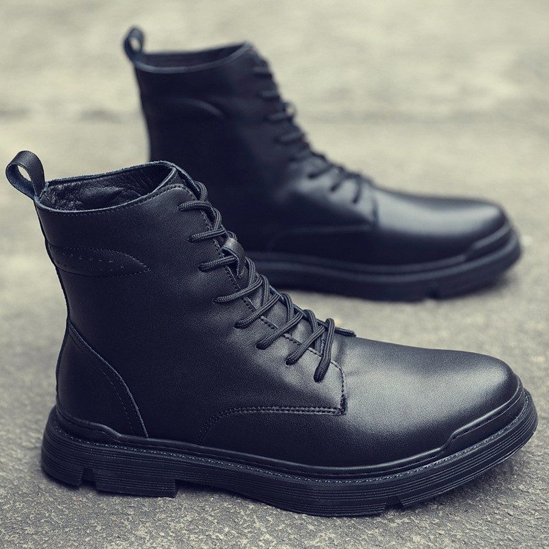 Martin-støvler I Ekte Skinn Herre-high-top Mid-top Trendy Kjolesko Herrestøvler Vår Høst Vinter Pluss Fløyels Varme Bomullssko Herresko