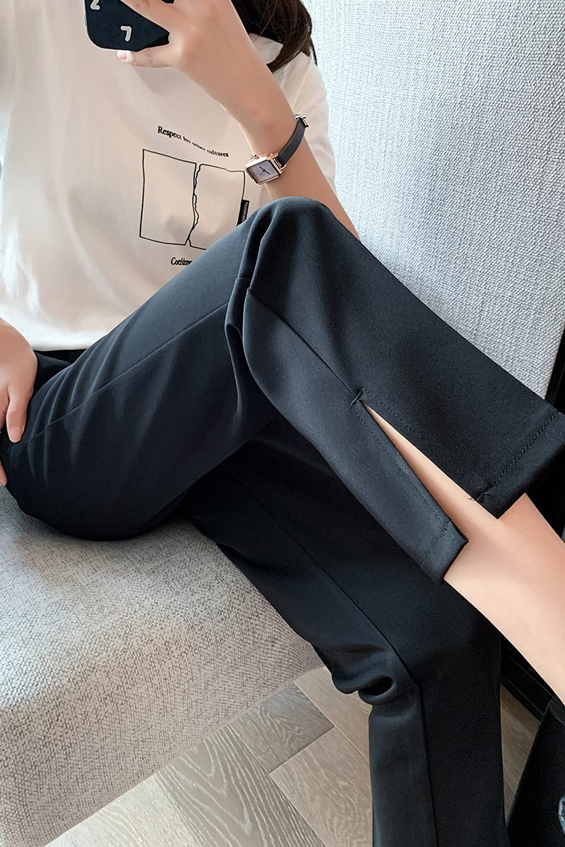 Dame Dressbukser Rett Casual Cropped Split Harem
