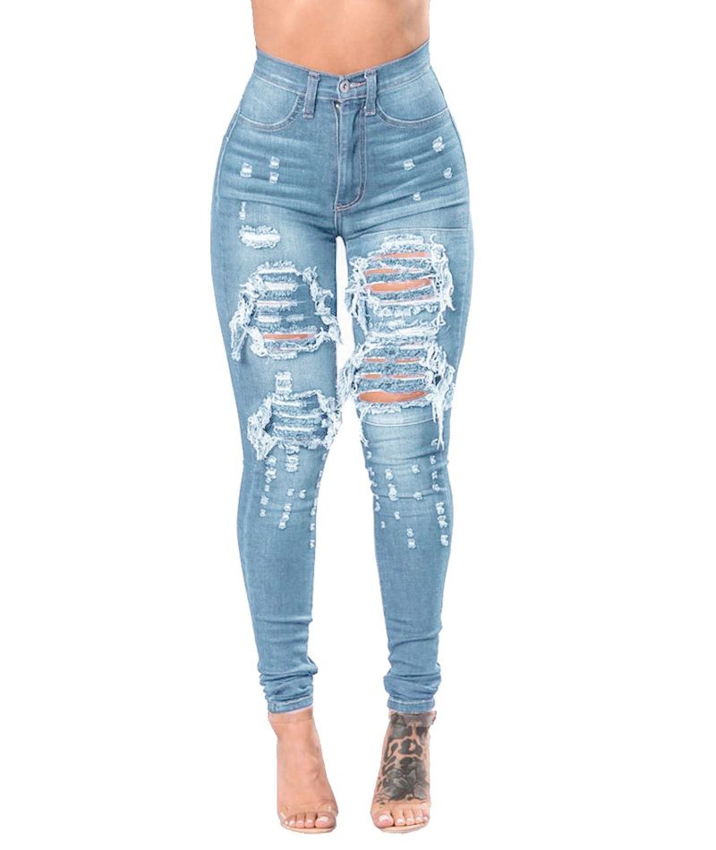 Ripped Jeans Kvinner 2024 Skinny Bukser Denim
