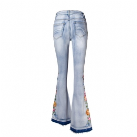 Utvidede Jeans Dame Tredimensjonale Broderibukser