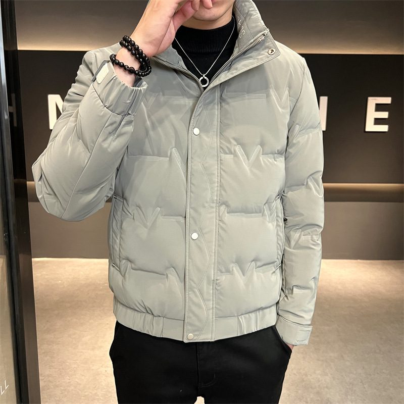 Dunjakke For Menn Kort Kjekk Slank Moteriktig Trendy Stående Krage Fortykket Og Varm