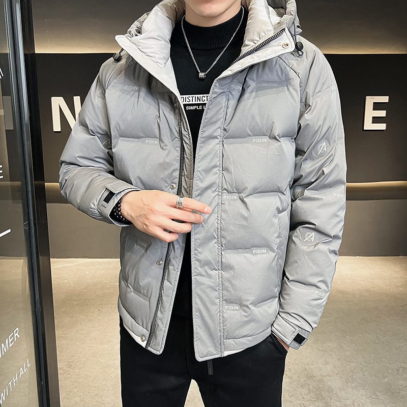 Dunjakke For Menn Trendy Fritidsjakke 2024 Mote Kort Hette