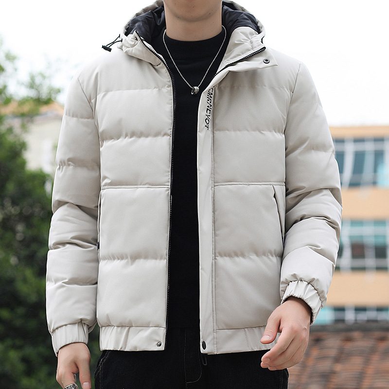 Menns Dunjakke Trendy Kort Fortykket Jakke Varm Uformell Hette
