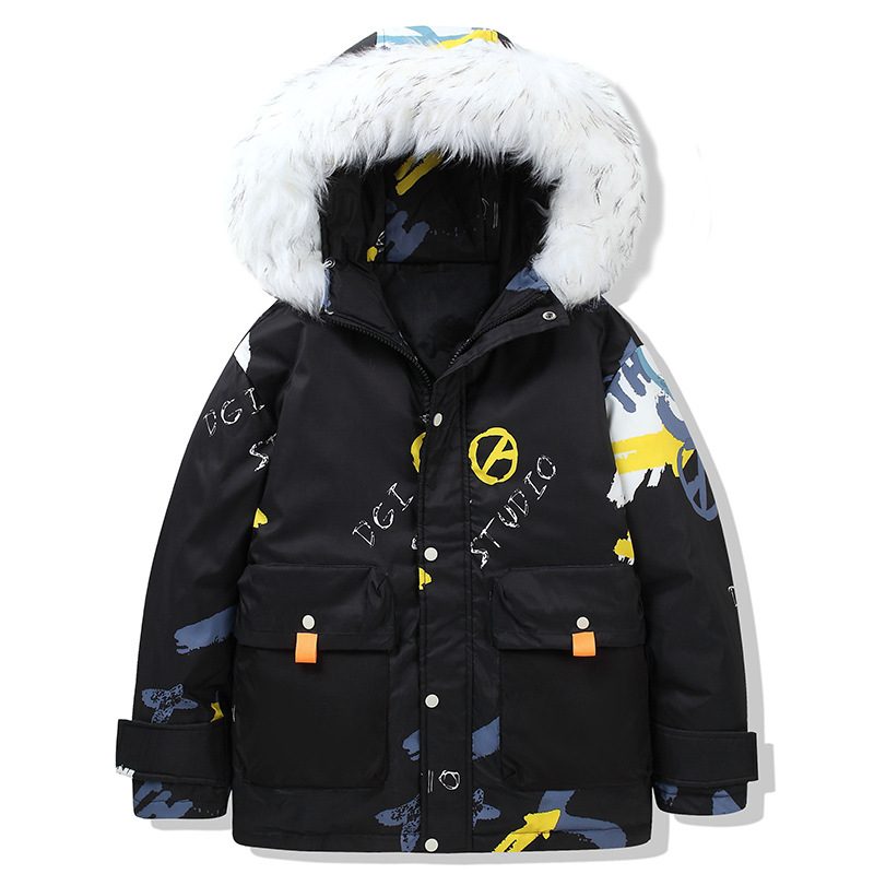 Vinterdunjakke For Menn Pluss Varm Fleece Tykk Trendy Hette