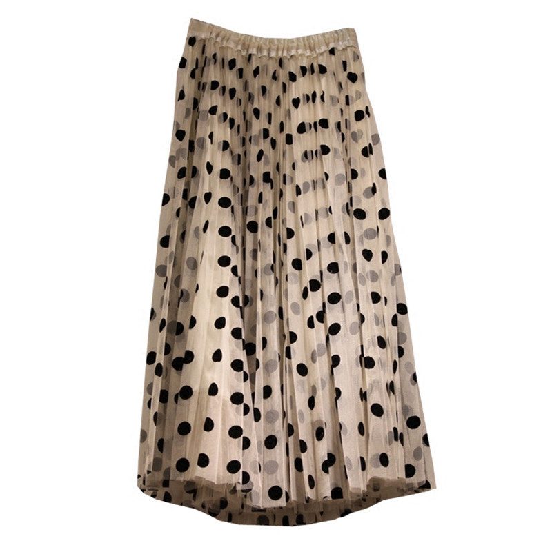 2024 Mesh Polka Dot Puffy Skjørt Western Style Høy Midje