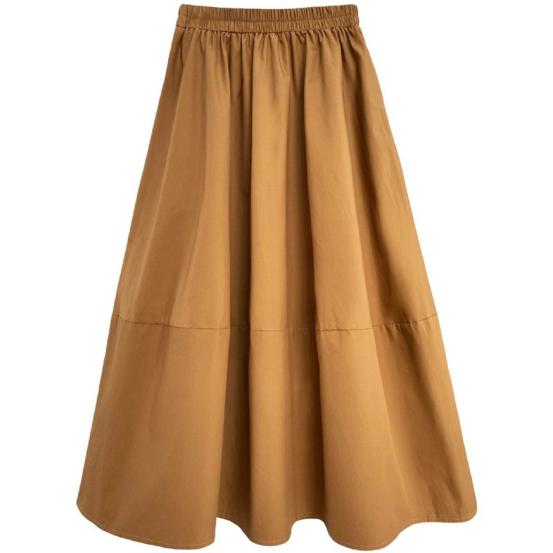 High Waist Puff A-line Skjørt Elastisk Midje Midlengde