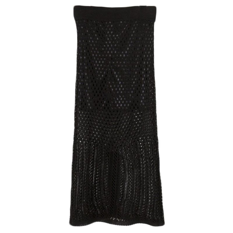 Sexy Trendy Strikket Skjørt For Kvinner Ryggspalte Høy Midjepakke Hip Hollow See Through