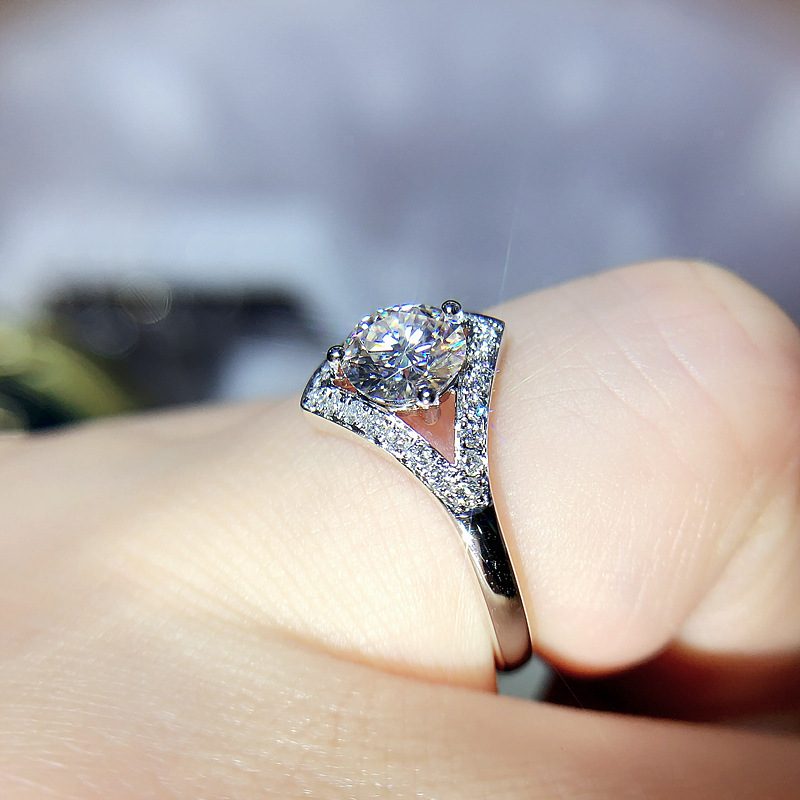 Ny Hel Diamant Moissanite Ring Hearts And Arrows Super Flash Forlovelsesring For Kvinner