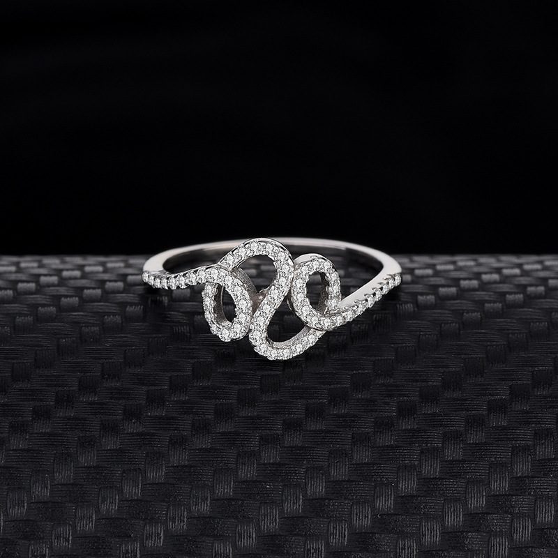 S925 Sterling Sølv Ring Kvinnelig Kjede Retro Mote Kinesisk Knute Mikroinnlagt Zirkon Smykker
