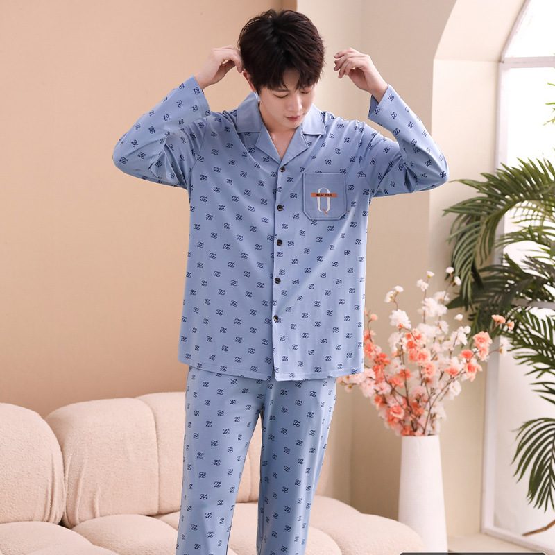 Herrepyjamas Langermede Bukser Loungewear-sett Trykt
