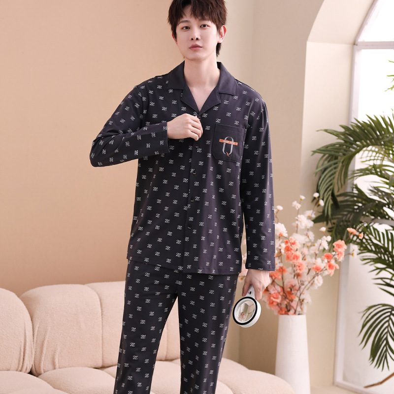 Herrepyjamas Langermede Bukser Loungewear-sett Trykt