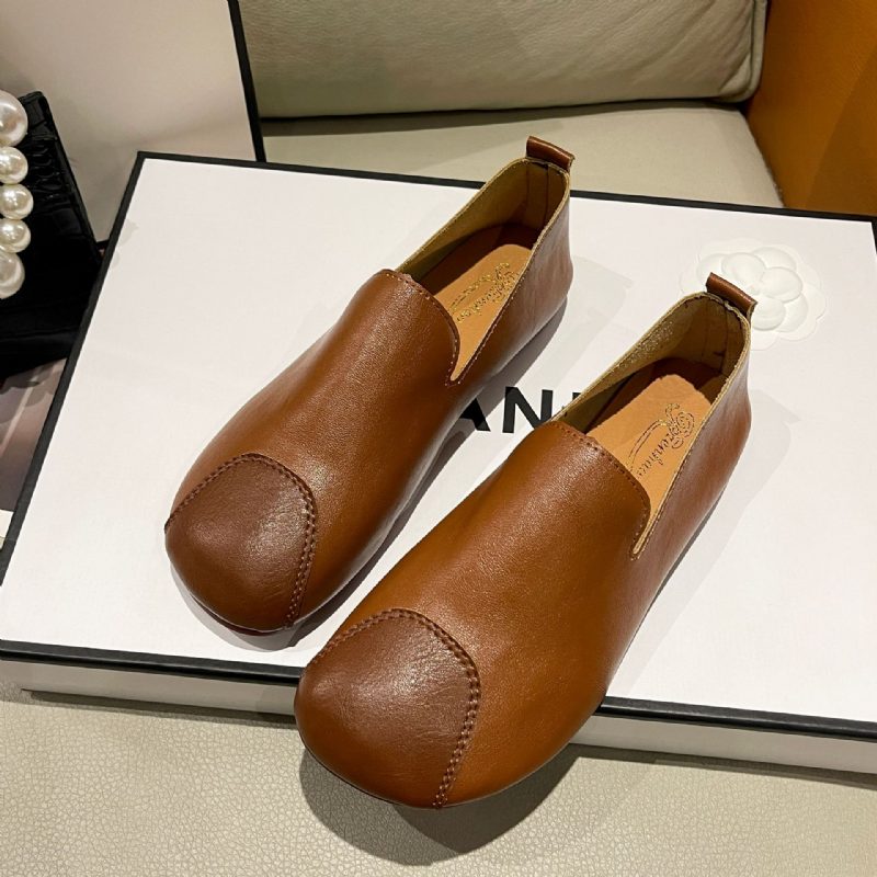2024 Tidlig På Våren Nye Retro Erter Sko Med Myk Bunn Slip-on Loafers Rund Tå Komfortabel Kjole Sko Kvinner