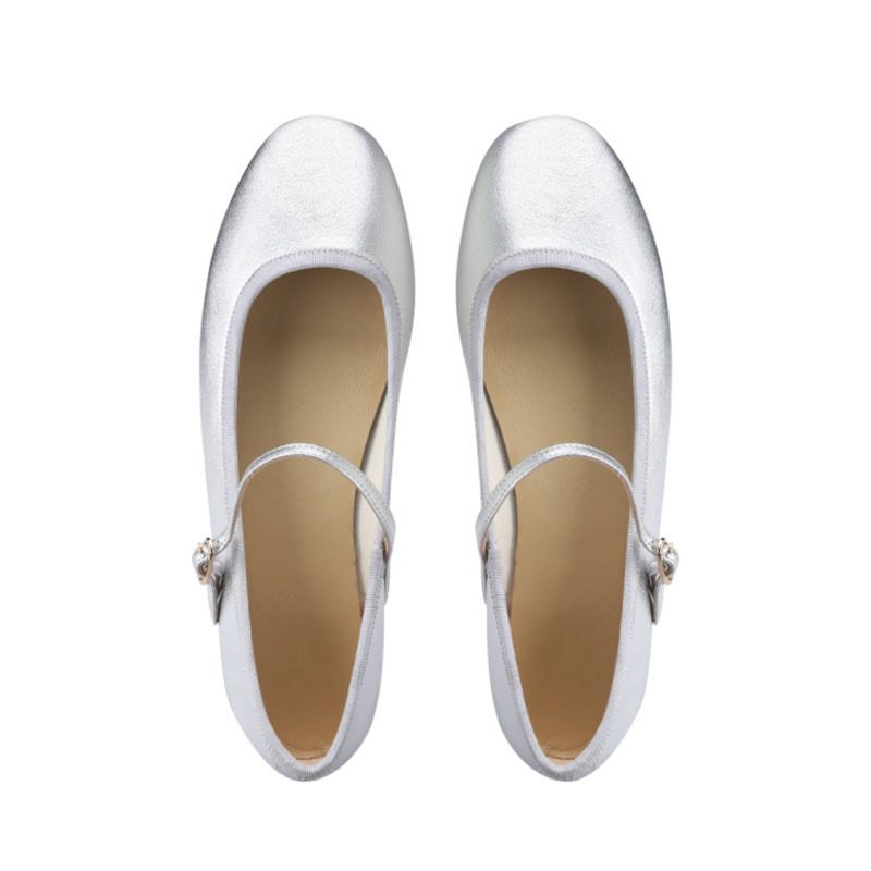 2024 Vår Og Høst Ny One Word Belte Doudou Shoes Shallow Mouth Flat Ballet Flats