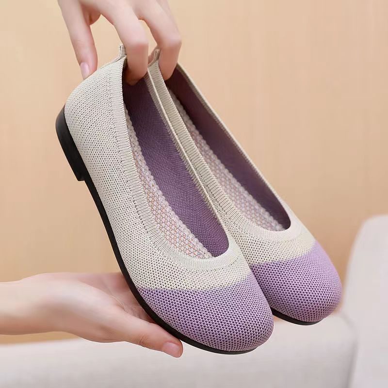 Feizhi Doudou Sko Kvinner 2024 Grunt Munn Gamle Beijing Tøysko Kvinners Myk Bunn Uformelle Flate Sko Slip-on Gravide Sko