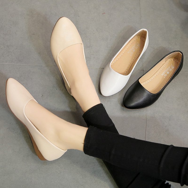 Flate Sko Dame 2024 Nye Spisse Tå Grunt Munn Erter Sko Slip-on Kvinner Myk Bunn Komfortable Kjole Sko