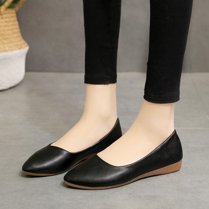 Flate Sko Dame 2024 Nye Spisse Tå Grunt Munn Erter Sko Slip-on Kvinner Myk Bunn Komfortable Kjole Sko