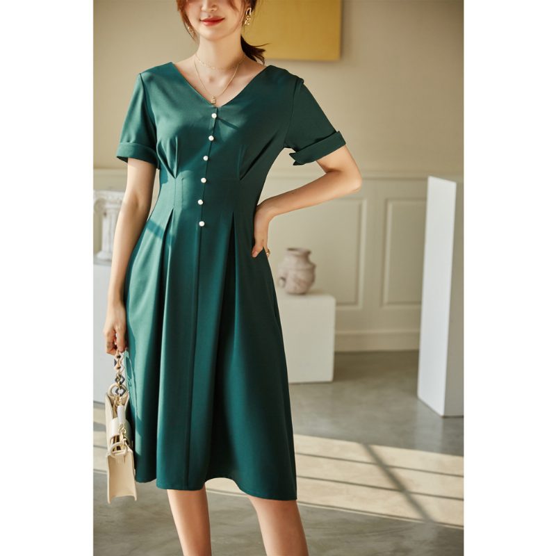 Retro Midje Svingskjørt Kortermet Mid Length Kjole