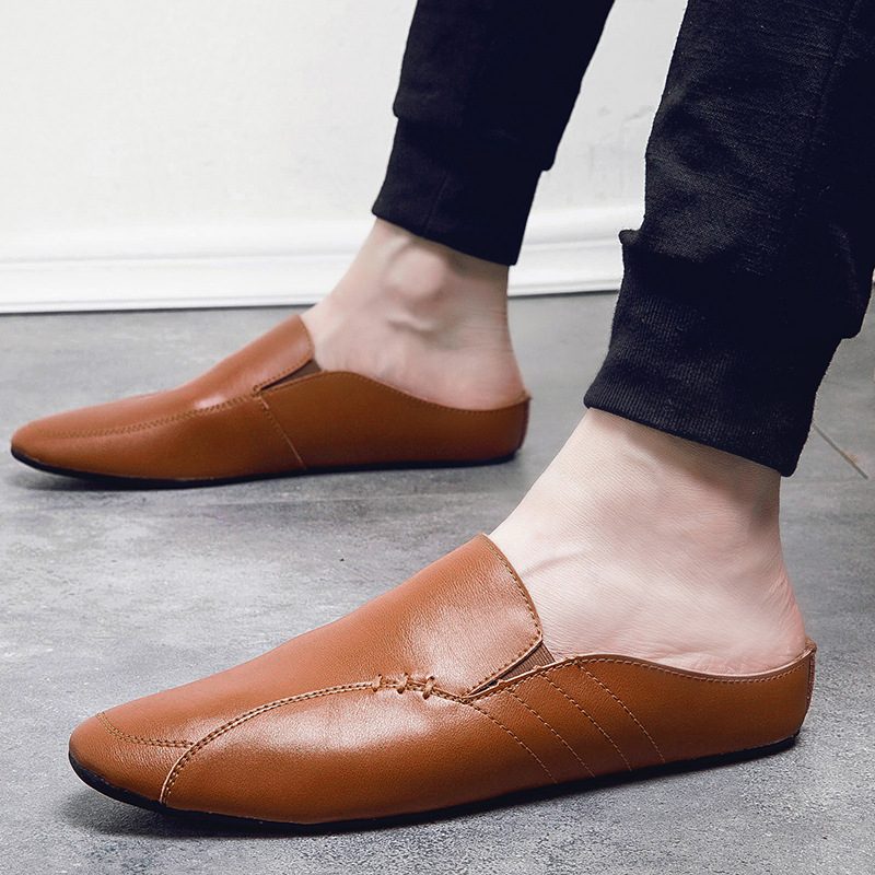 Sommer Nye Hvite Erter Sko Herresko Trendy Sko Baotou Okseskinn Fritidssko Sandaler
